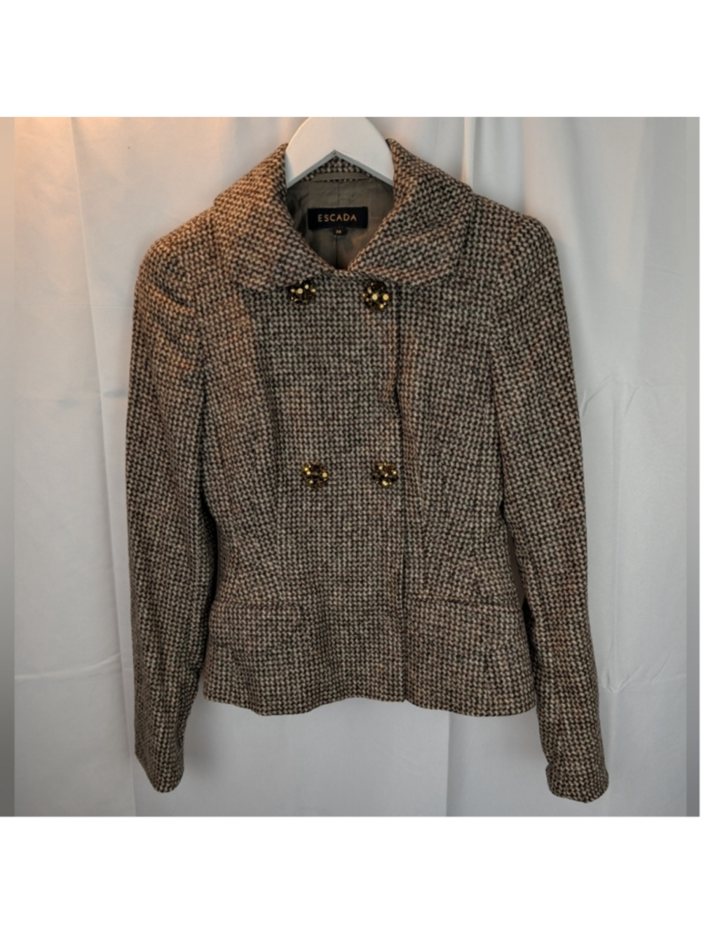 Escada Alpaca Women's Brown Tweed Jacket Size XS(34) In EUC